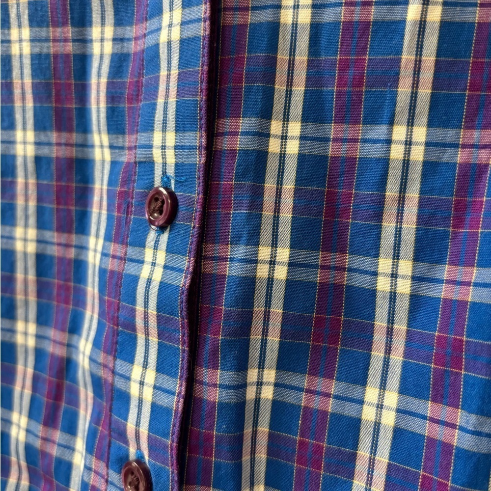 Izod Blue and Purple Plaid Shirt Dress - Picture 4 of 5